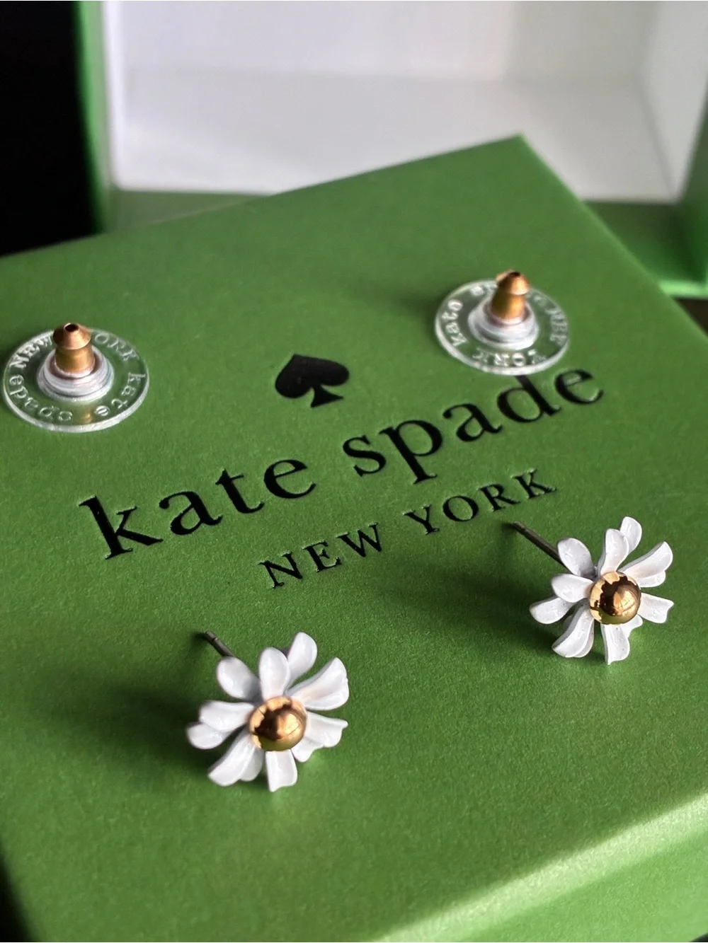 kate spade White Petal Flower Stud Earrings with Gold Centers